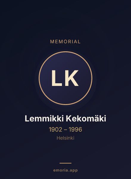 Memorial portrait of Lemmikki Kekomäki