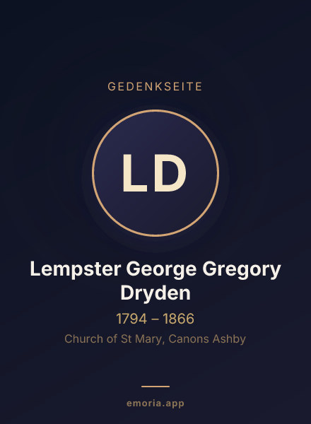 Gedenkportrait von Lempster George Gregory Dryden