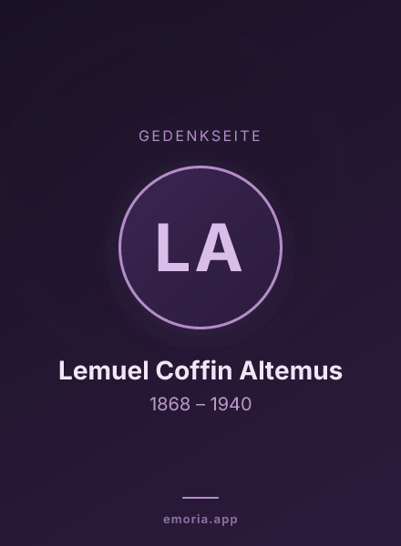 Gedenkportrait von Lemuel Coffin Altemus