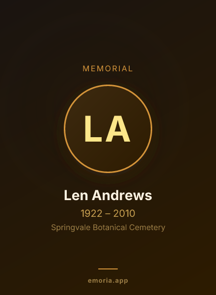 Memorial portrait of Len Andrews