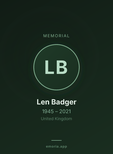 Memorial portrait of Len Badger