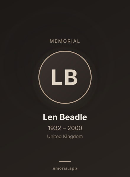 Memorial portrait of Len Beadle
