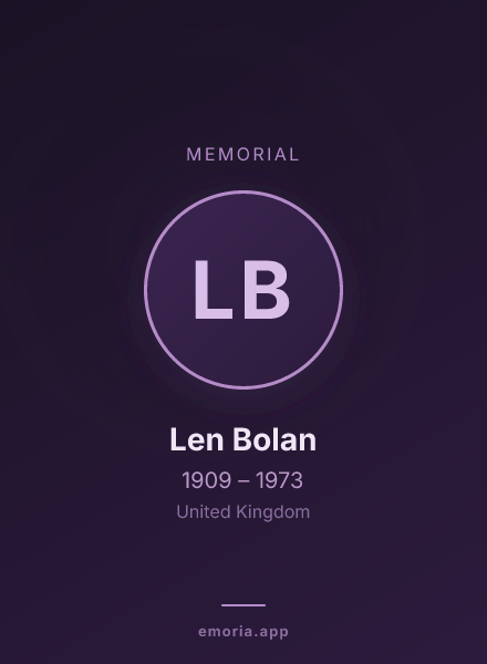 Memorial portrait of Len Bolan