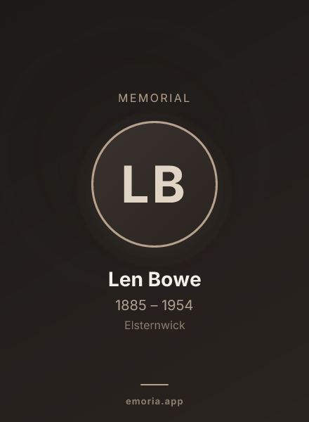 Memorial portrait of Len Bowe