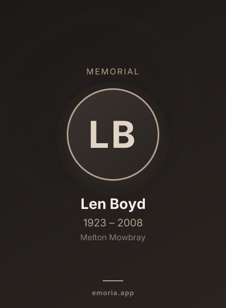 Memorial portrait of Len Boyd