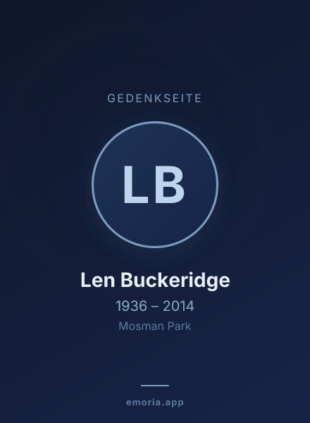 Gedenkportrait von Len Buckeridge