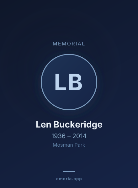 Memorial portrait of Len Buckeridge