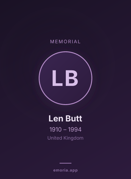 Memorial portrait of Len Butt