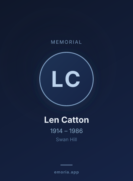 Memorial portrait of Len Catton