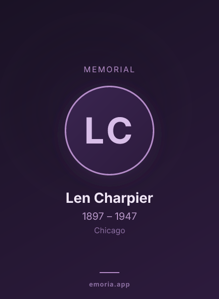 Memorial portrait of Len Charpier