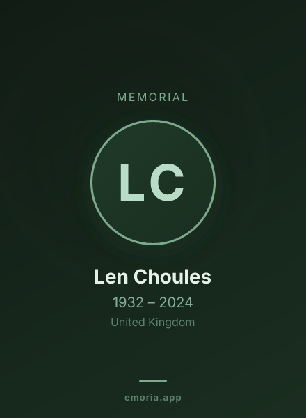 Memorial portrait of Len Choules