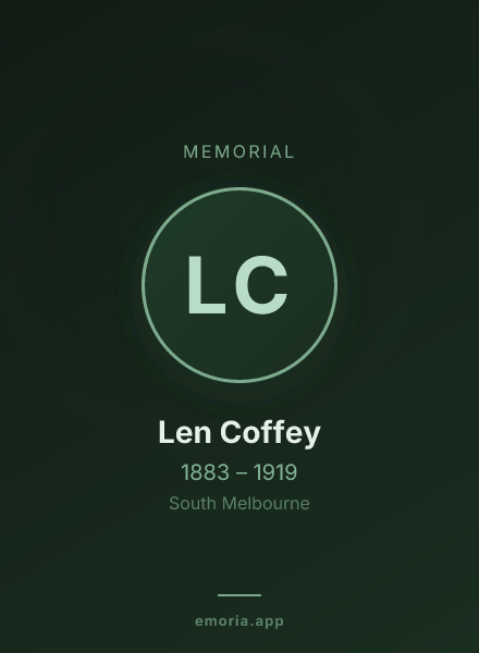 Memorial portrait of Len Coffey