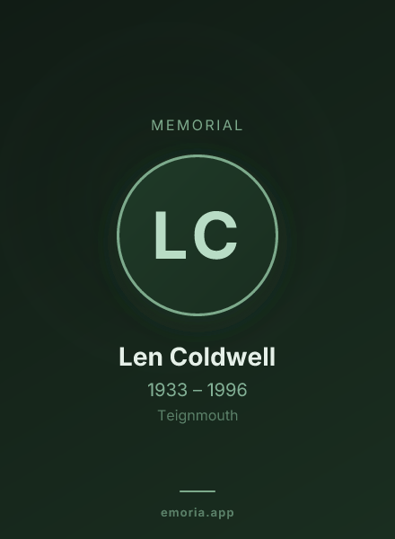 Memorial portrait of Len Coldwell