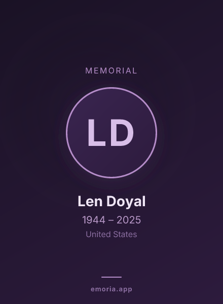 Memorial portrait of Len Doyal