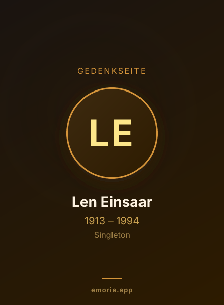 Gedenkportrait von Len Einsaar