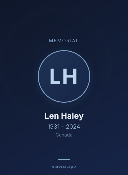 Memorial portrait of Len Haley