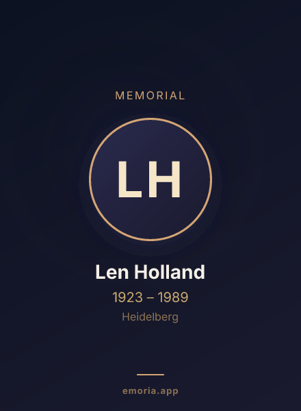 Memorial portrait of Len Holland