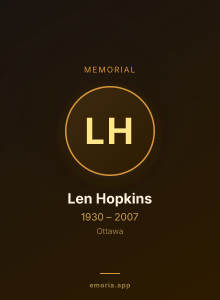 Memorial portrait of Len Hopkins