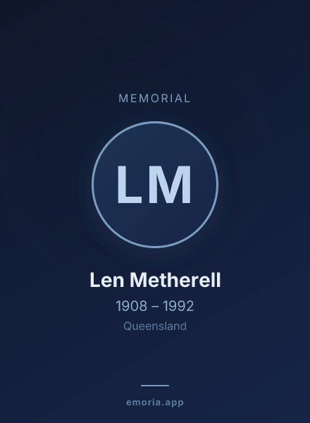 Memorial portrait of Len Metherell