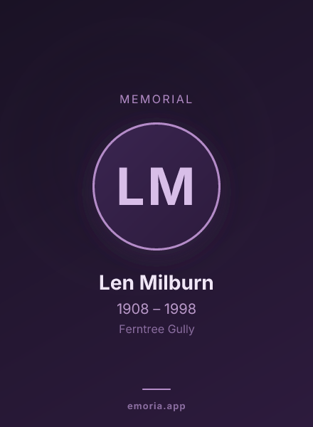 Memorial portrait of Len Milburn