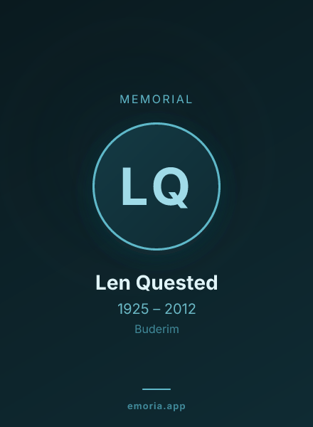 Memorial portrait of Len Quested