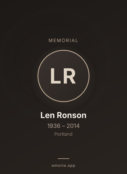 Memorial portrait of Len Ronson