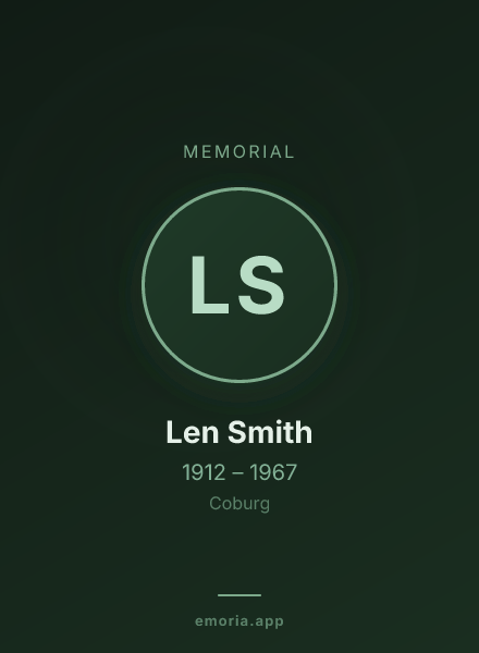 Memorial portrait of Len Smith