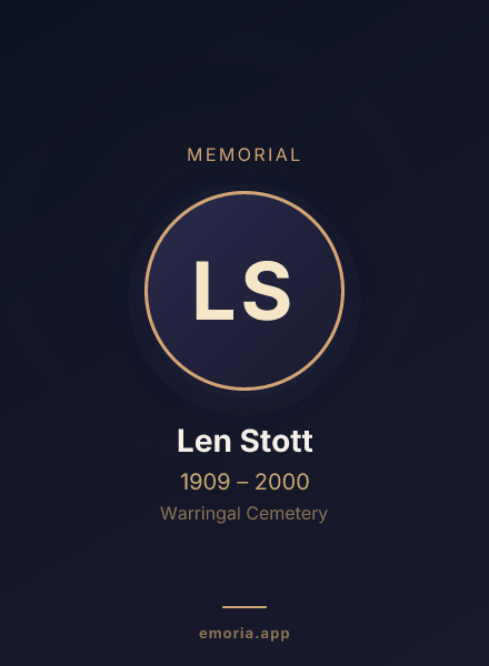 Memorial portrait of Len Stott