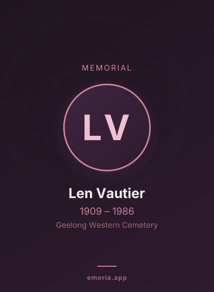 Memorial portrait of Len Vautier