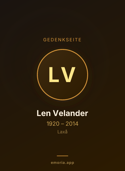 Gedenkportrait von Len Velander