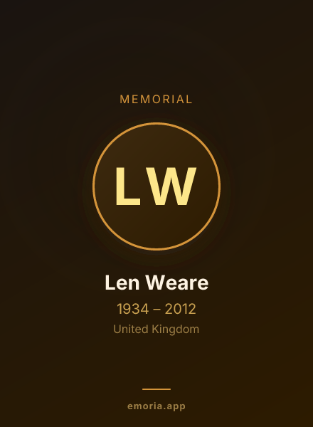 Memorial portrait of Len Weare