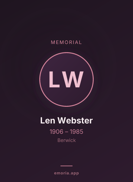 Memorial portrait of Len Webster