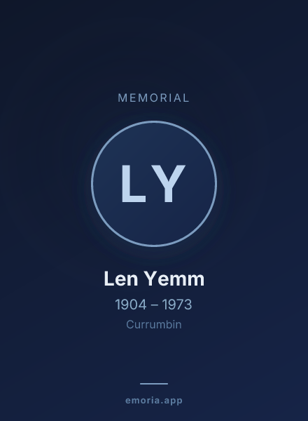 Memorial portrait of Len Yemm