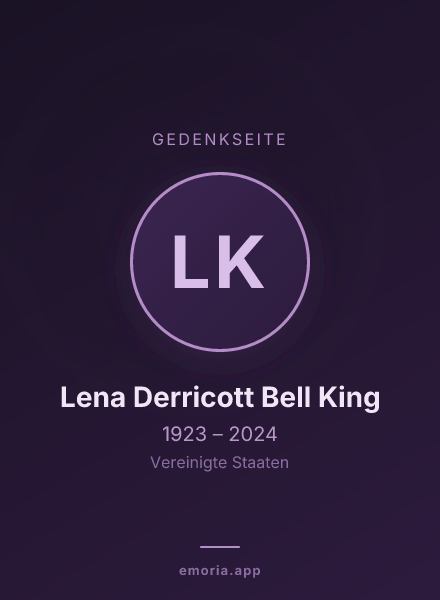 Gedenkportrait von Lena Derricott Bell King
