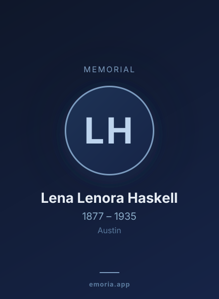Memorial portrait of Lena Lenora Haskell