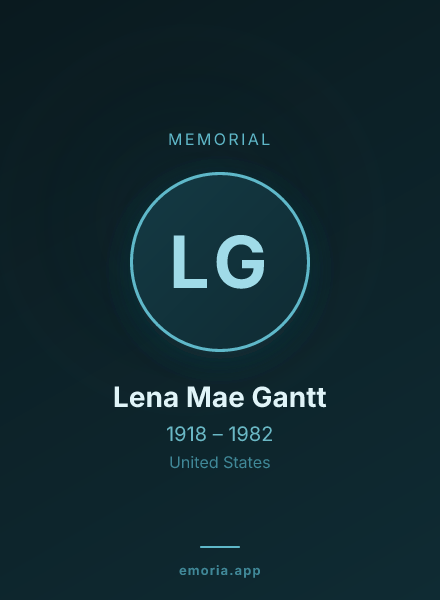 Memorial portrait of Lena Mae Gantt