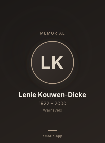 Memorial portrait of Lenie Kouwen-Dicke