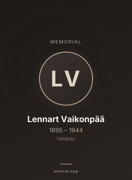 Memorial portrait of Lennart Vaikonpää