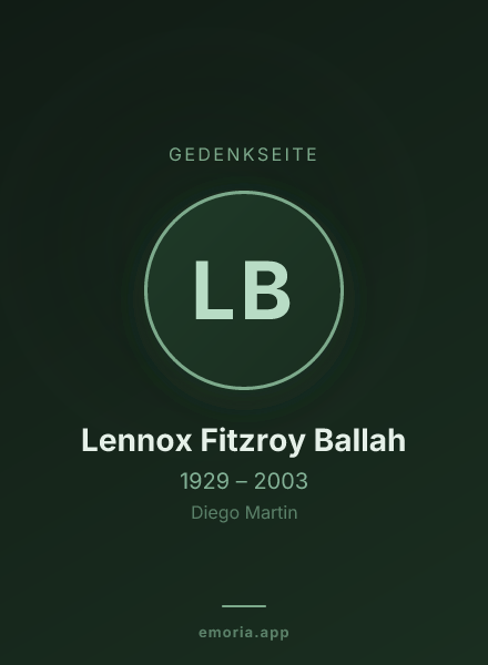 Gedenkportrait von Lennox Fitzroy Ballah