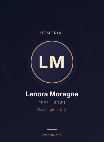 Memorial portrait of Lenora Moragne