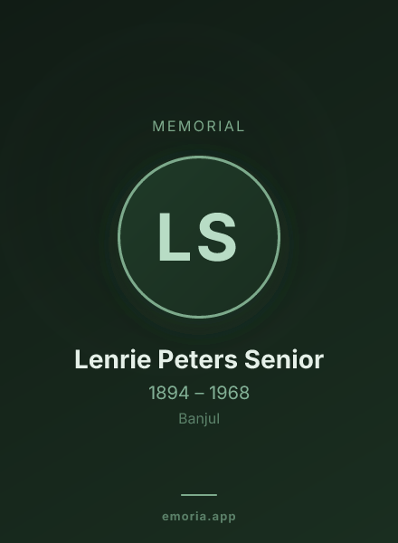 Memorial portrait of Lenrie Peters Senior