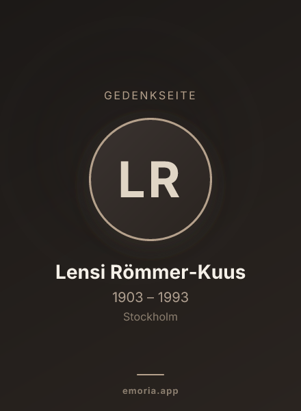 Gedenkportrait von Lensi Römmer-Kuus
