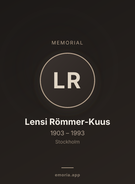 Memorial portrait of Lensi Römmer-Kuus