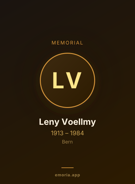 Memorial portrait of Leny Voellmy