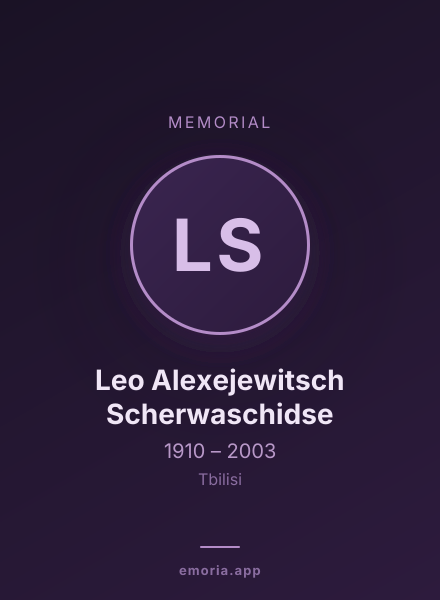 Memorial portrait of Leo Alexejewitsch Scherwaschidse