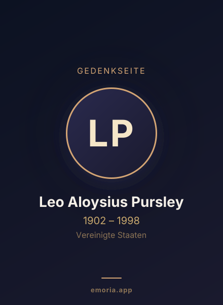 Gedenkportrait von Leo Aloysius Pursley