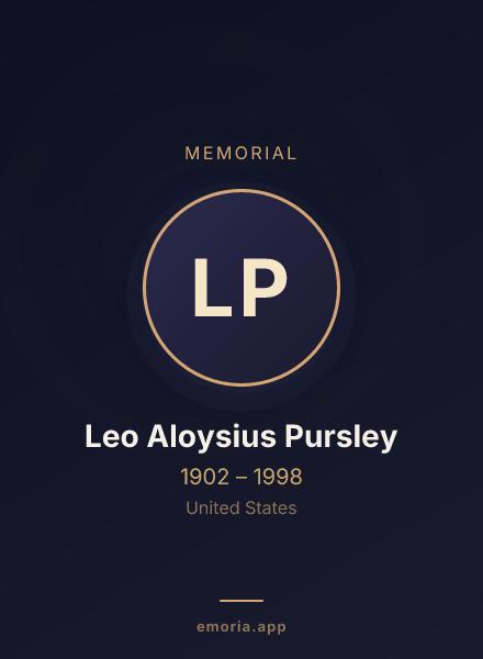 Memorial portrait of Leo Aloysius Pursley