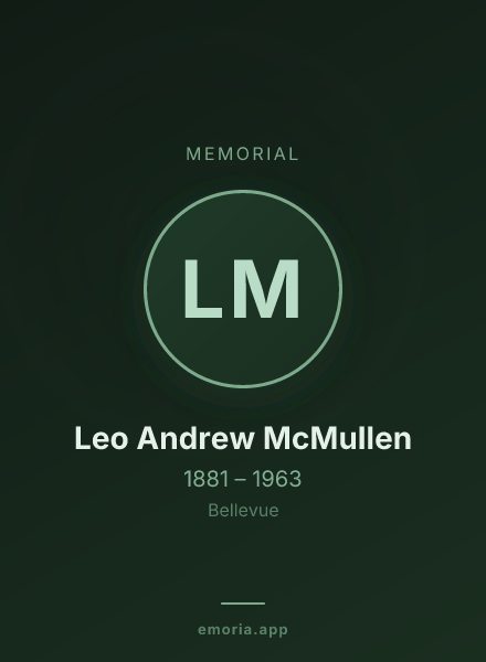 Memorial portrait of Leo Andrew McMullen