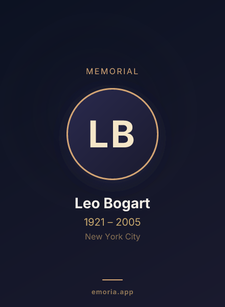 Memorial portrait of Leo Bogart