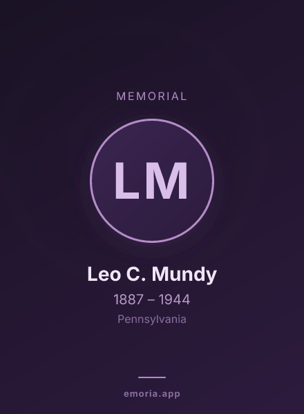 Memorial portrait of Leo C. Mundy